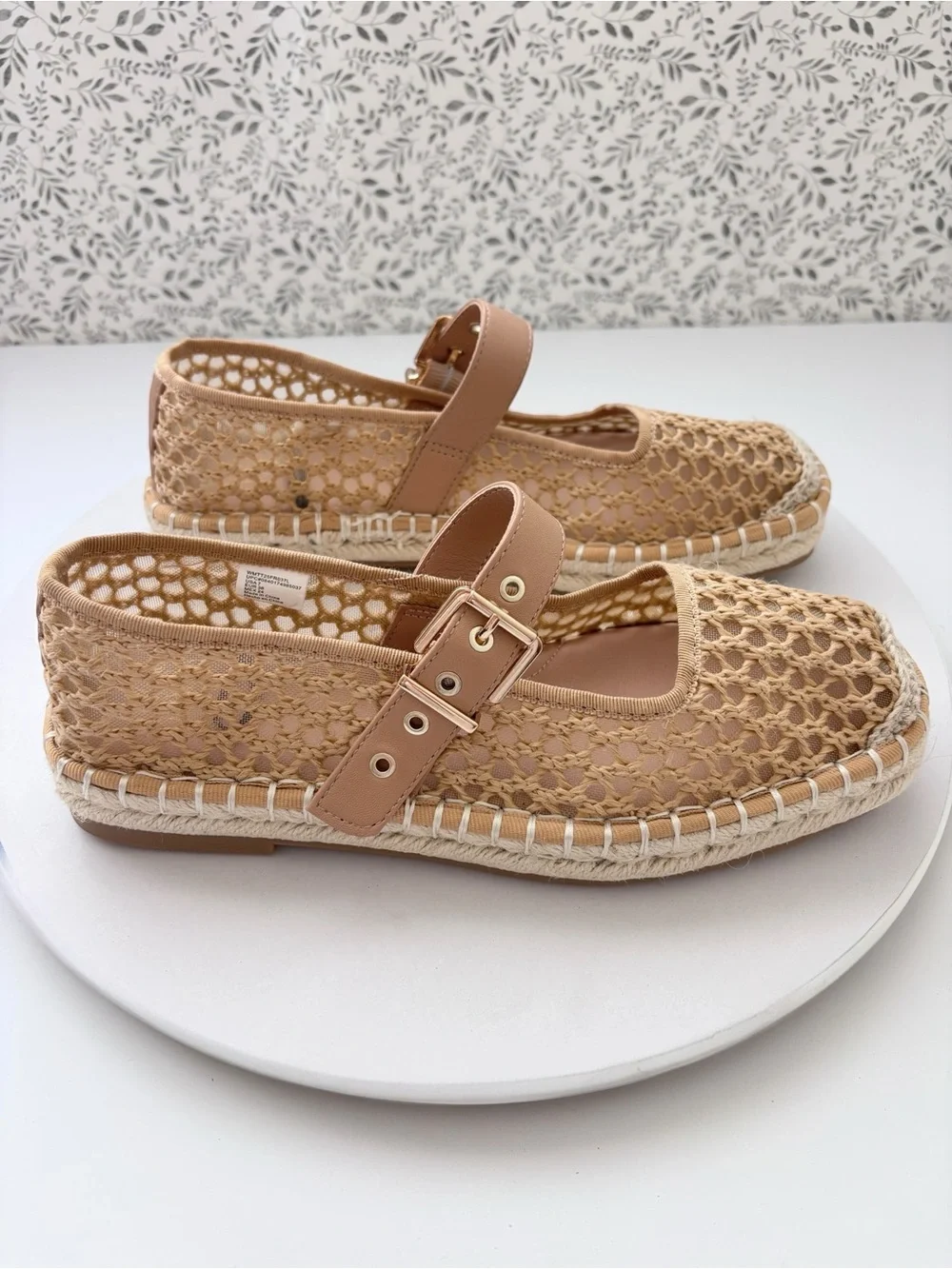 Time and Tru Raffia Espadrille Mary Jane Flats Womens 7 Memory Foam NWT